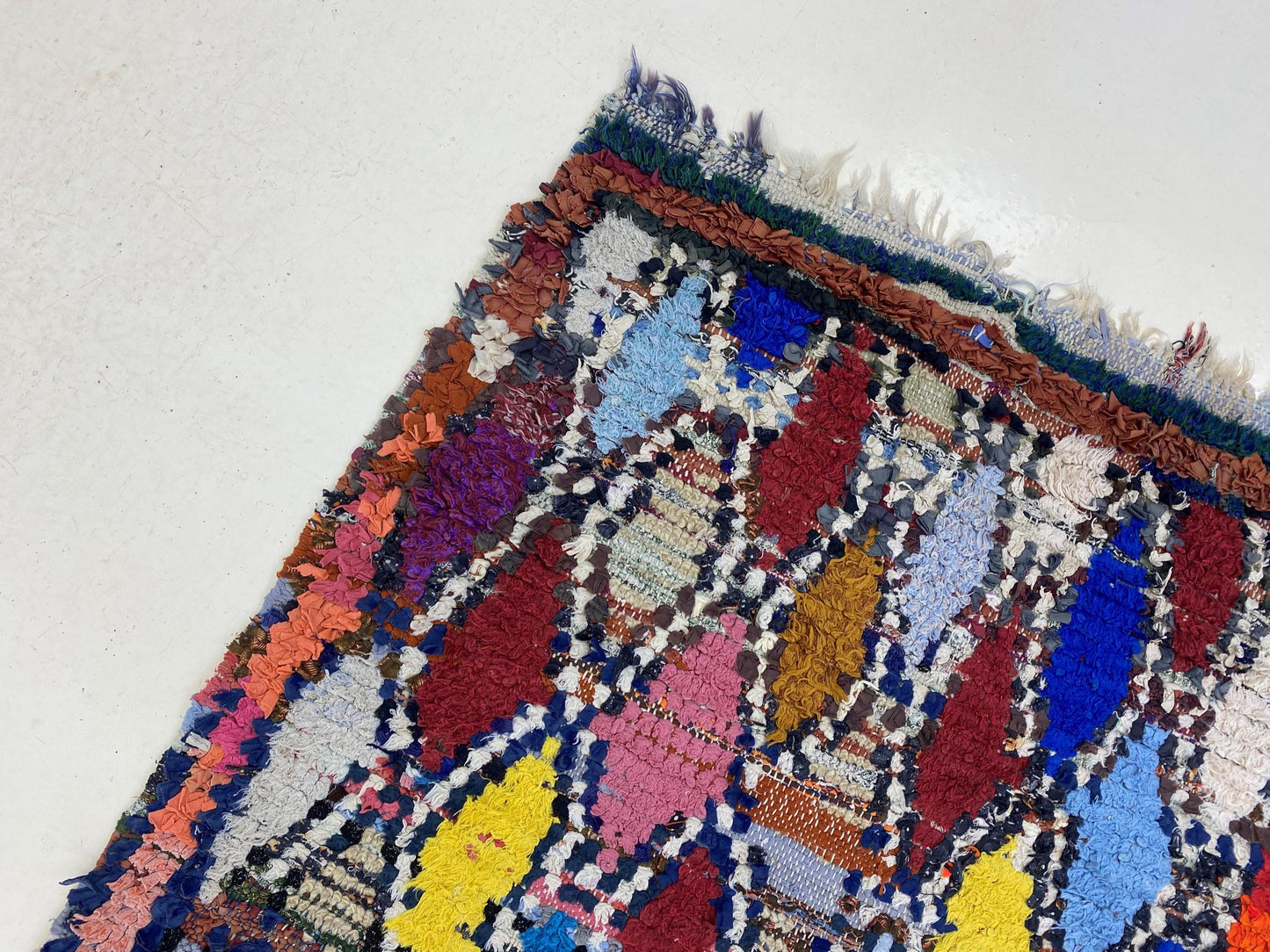 Boucherouite Diamond Moroccan area rug 4x7.