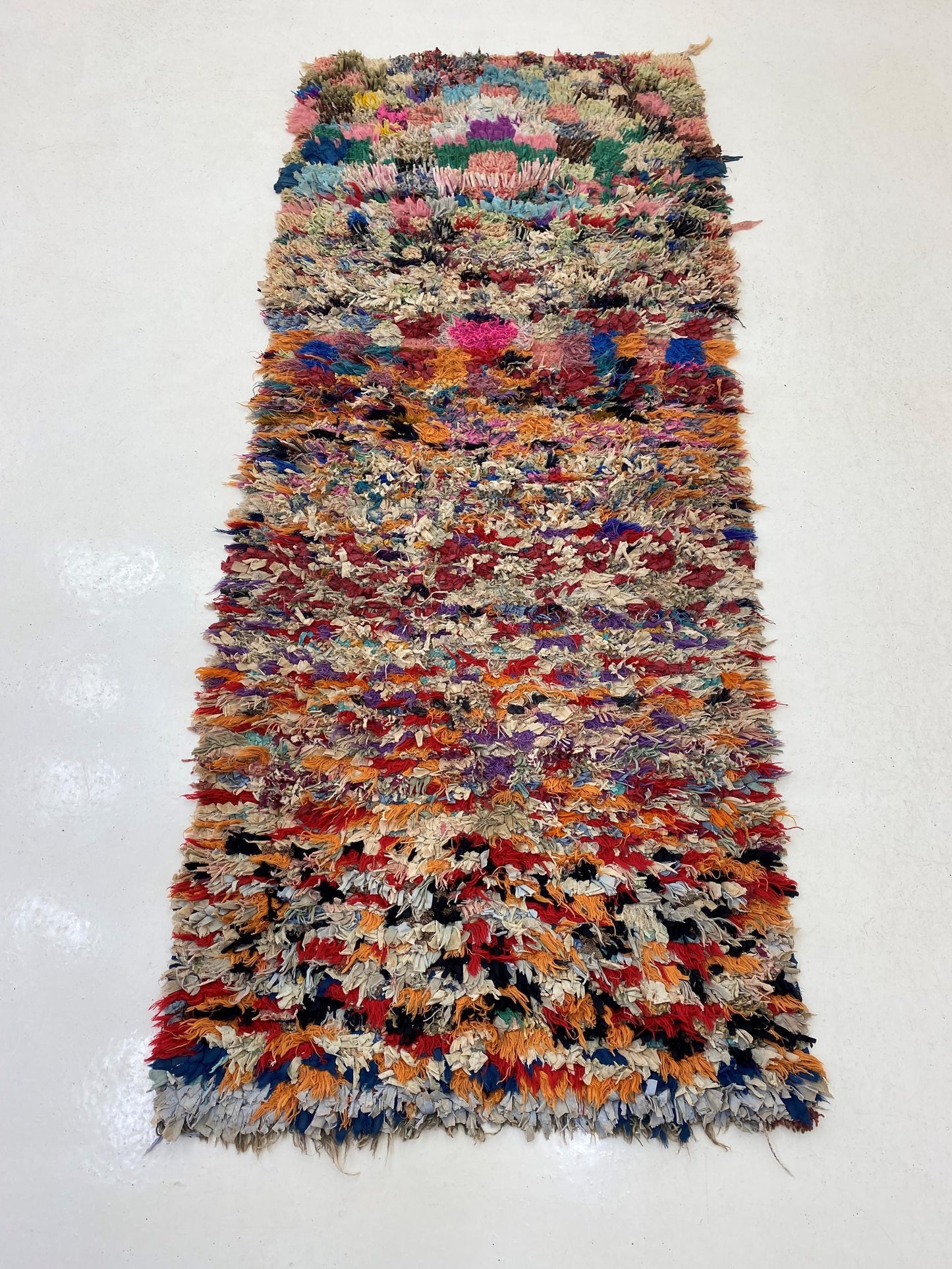 Narrow 3x7.5 Moroccan Rug Runner, Colorful Vintage Runner Rug.