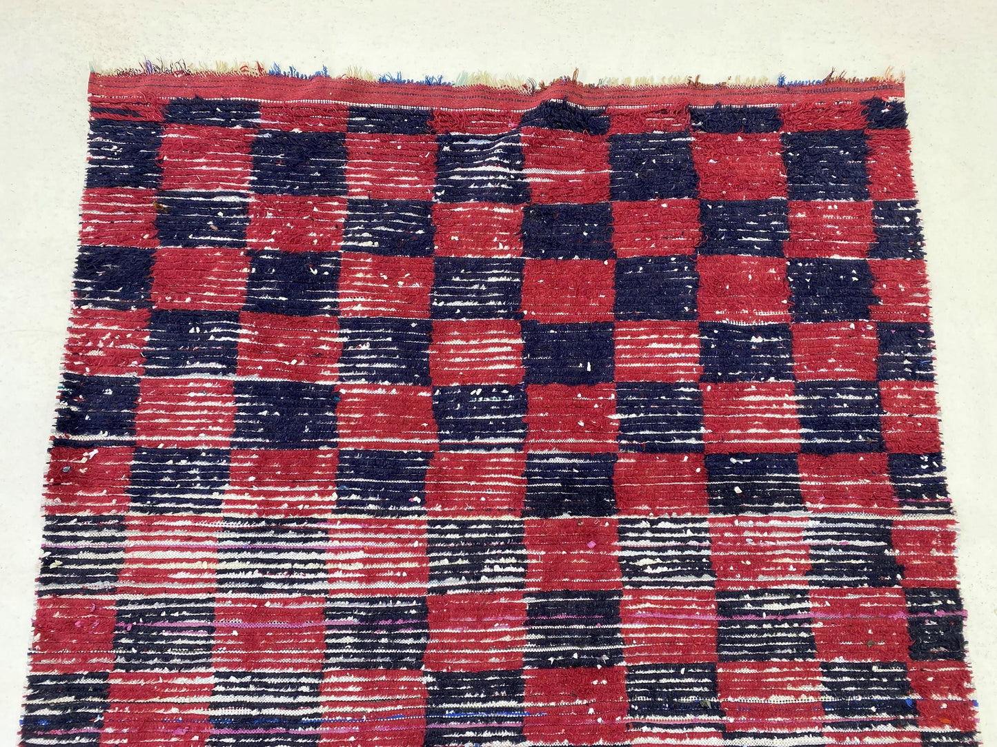 Moroccan Colorful Area Rug, Checkered Faded 5x10 Rug.