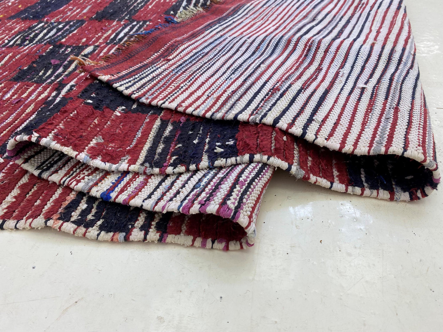 Moroccan Colorful Area Rug, Checkered Faded 5x10 Rug.