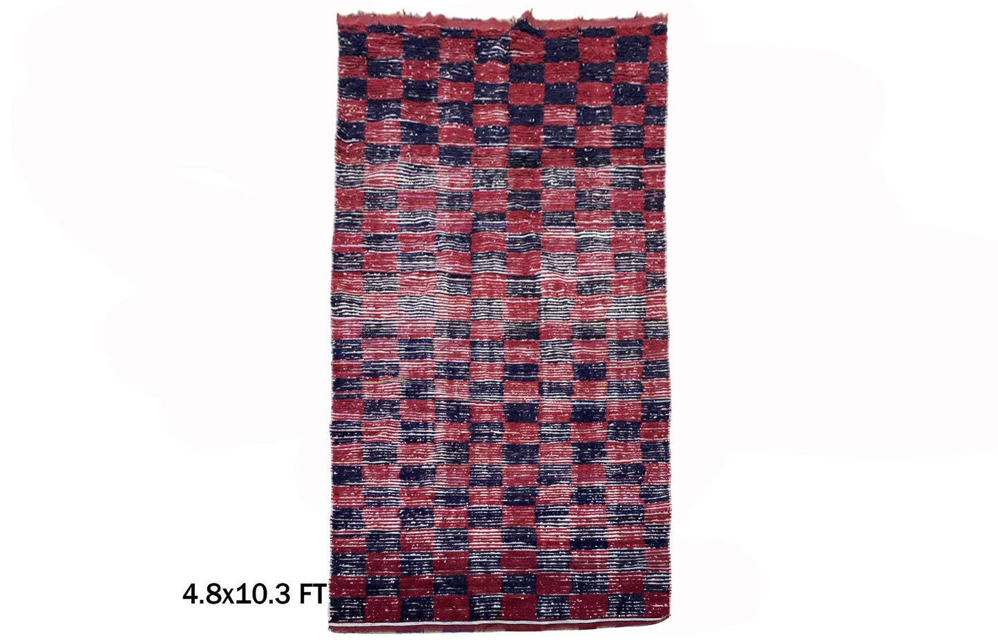 Moroccan Colorful Area Rug, Checkered Faded 5x10 Rug.