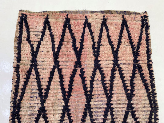 3x8.5 Narrow Moroccan Runner Rug, Diamond Berber Rug Runner.