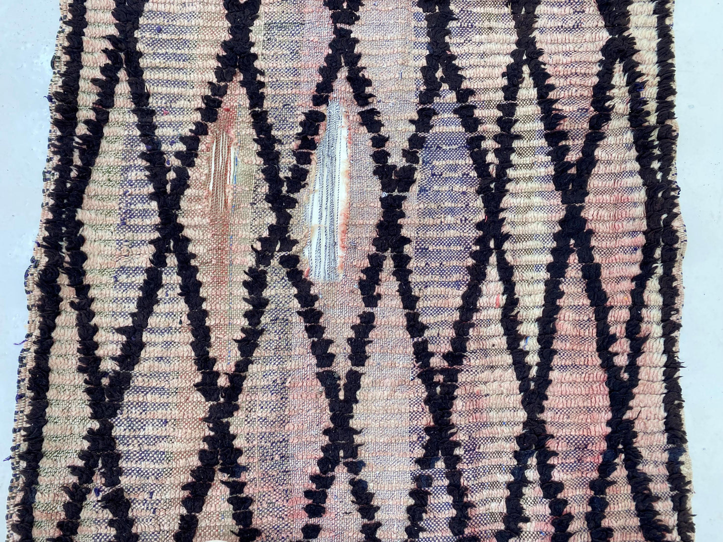 3x8.5 Narrow Moroccan Runner Rug, Diamond Berber Rug Runner.