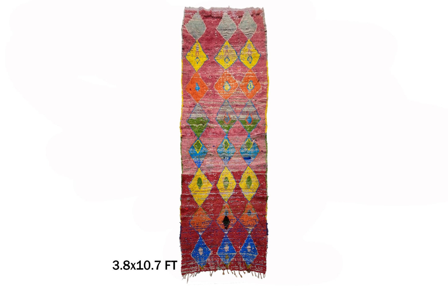 Hallway Moroccan 4x11 Rug Runner, Diamond Colorful Runner Rug.