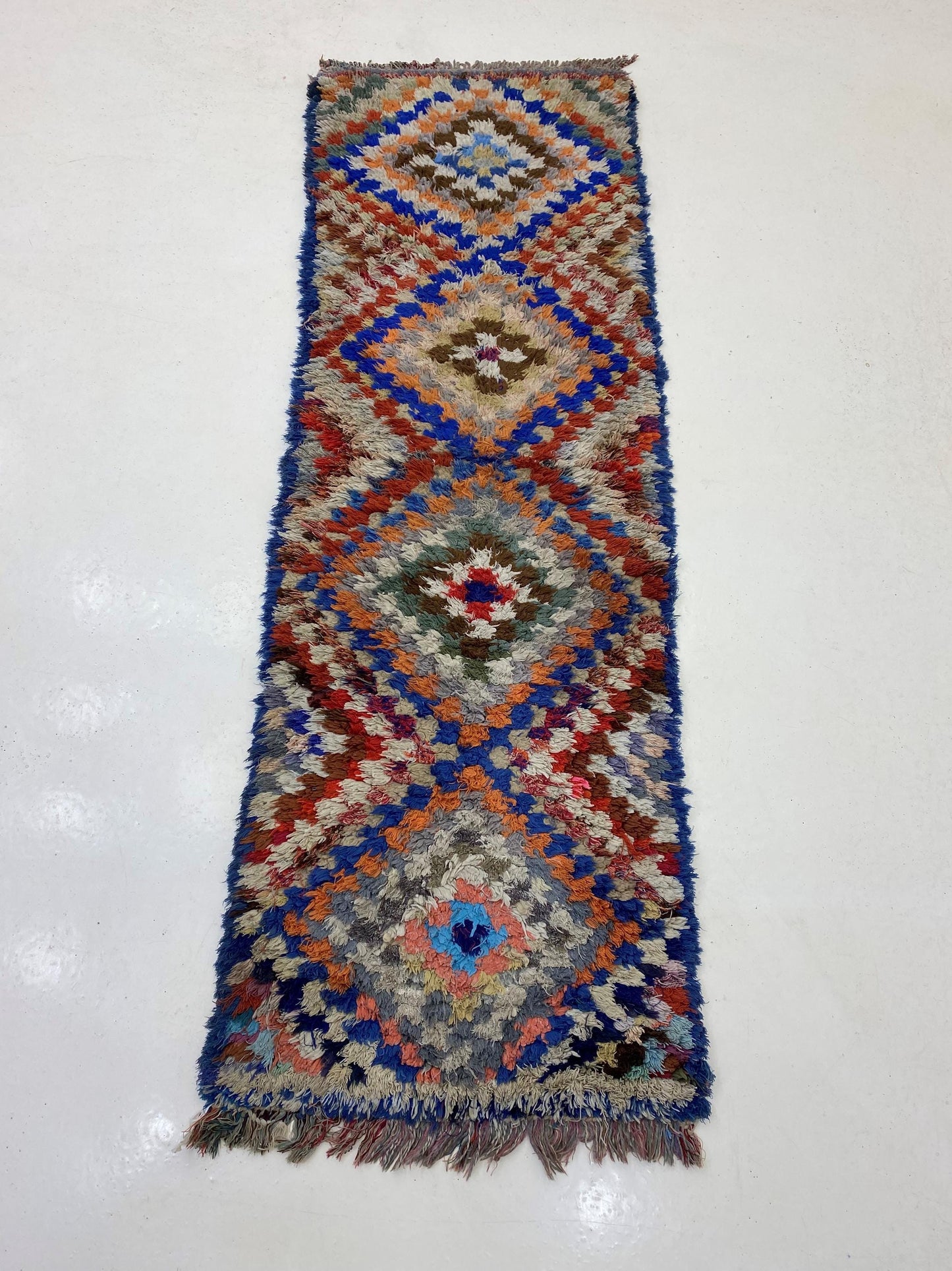 2x7 Moroccan Colorful Runner Rug, Vintage Colorful Rug Runner.