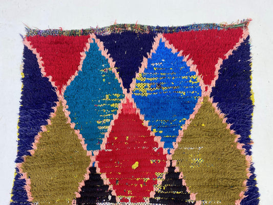 Tapis marocain en forme de diamant, tapis berbère vintage 3x7.