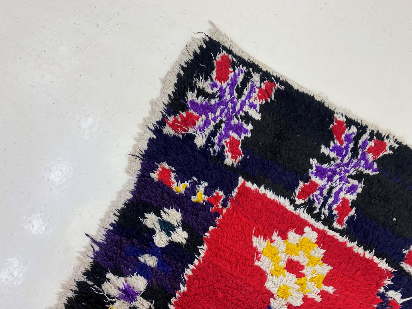 3x8.5 Moroccan Runner: Unique Colorful Vintage Rug Runner.
