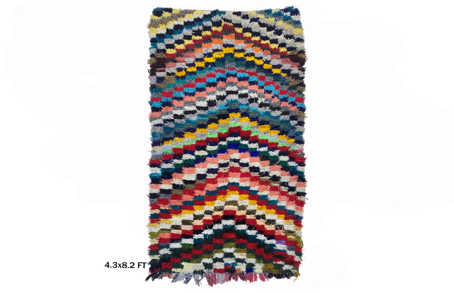 4x8 Moroccan Area Rug, Checkered Colorful Rug.