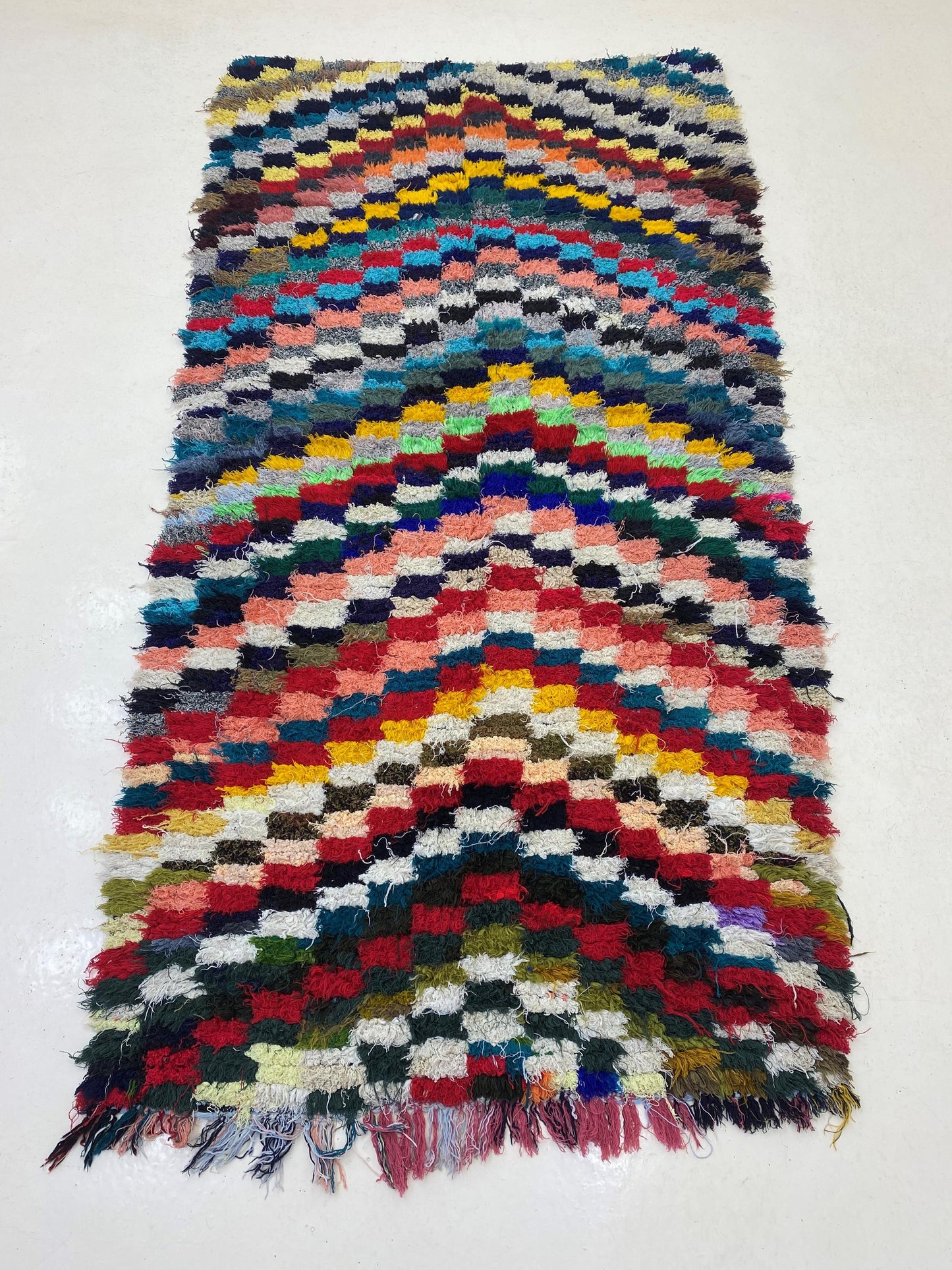 4x8 Moroccan Area Rug, Checkered Colorful Rug.