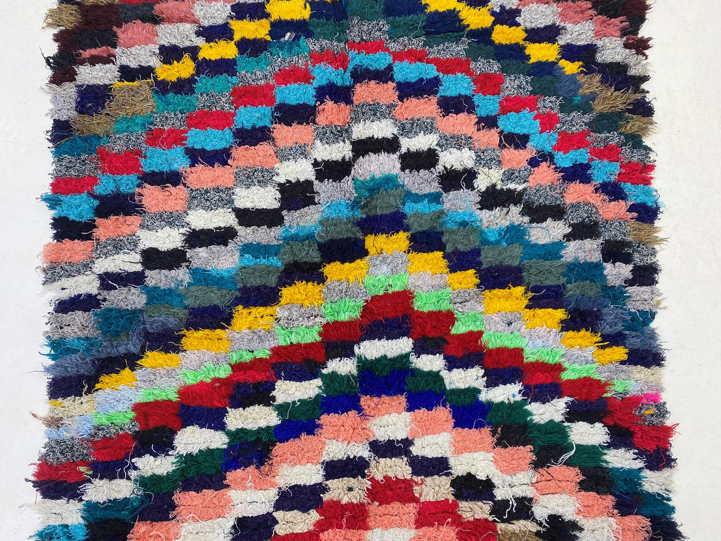 4x8 Moroccan Area Rug, Checkered Colorful Rug.