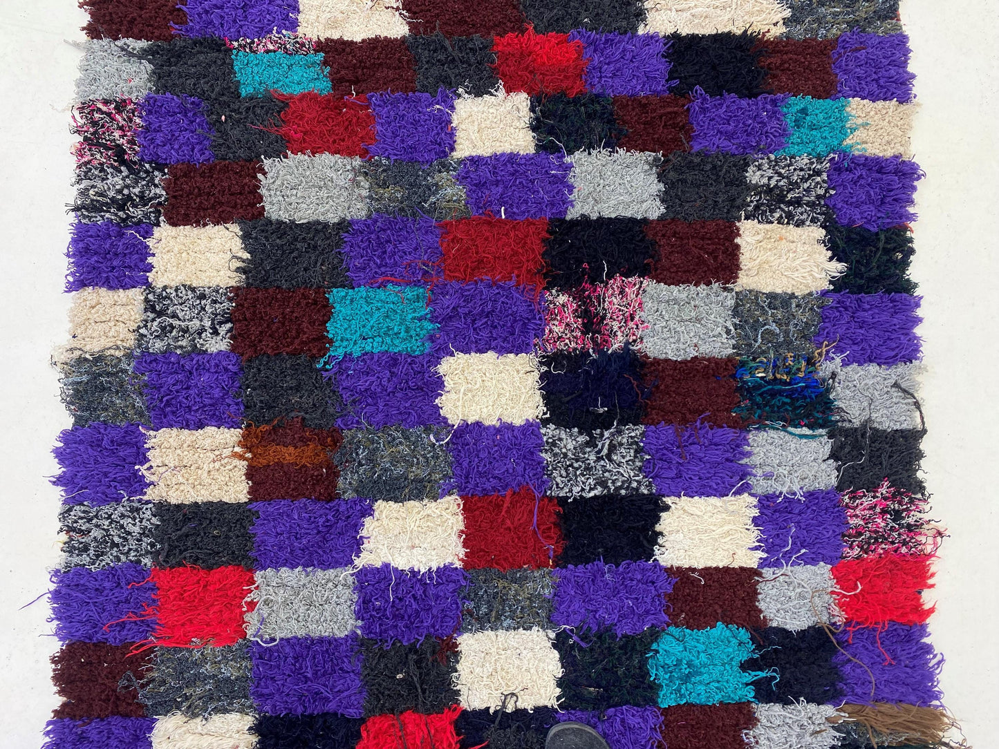 Moroccan Checkered 4x8 Rug, Colorful Vintage Area Rug.