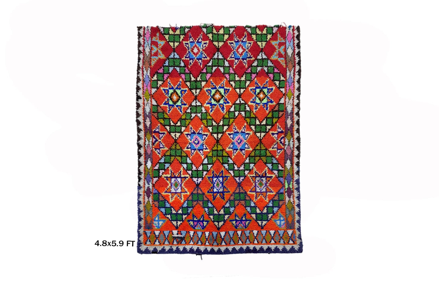 Red Moroccan 5x6 Rug, Vintage Bohemian Area Rug.