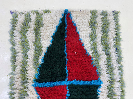 Narrow Diamond 2x8 Runner, Moroccan Vintage Rug Runner.