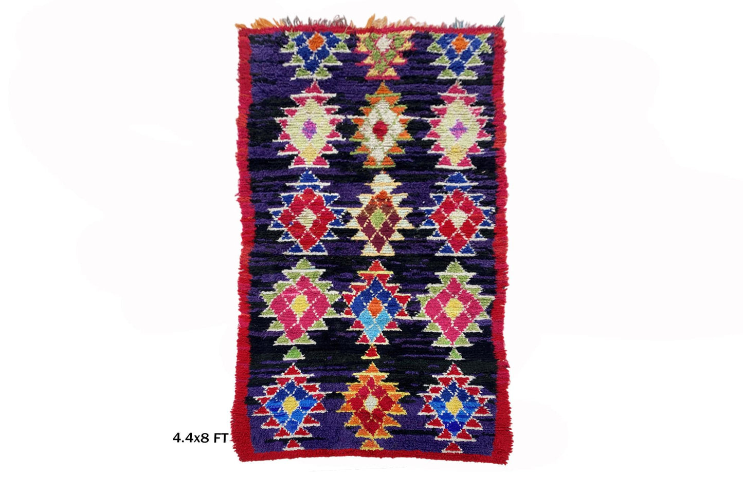4x8 Moroccan Diamond Rug, Colorful Vintage Area Rug.