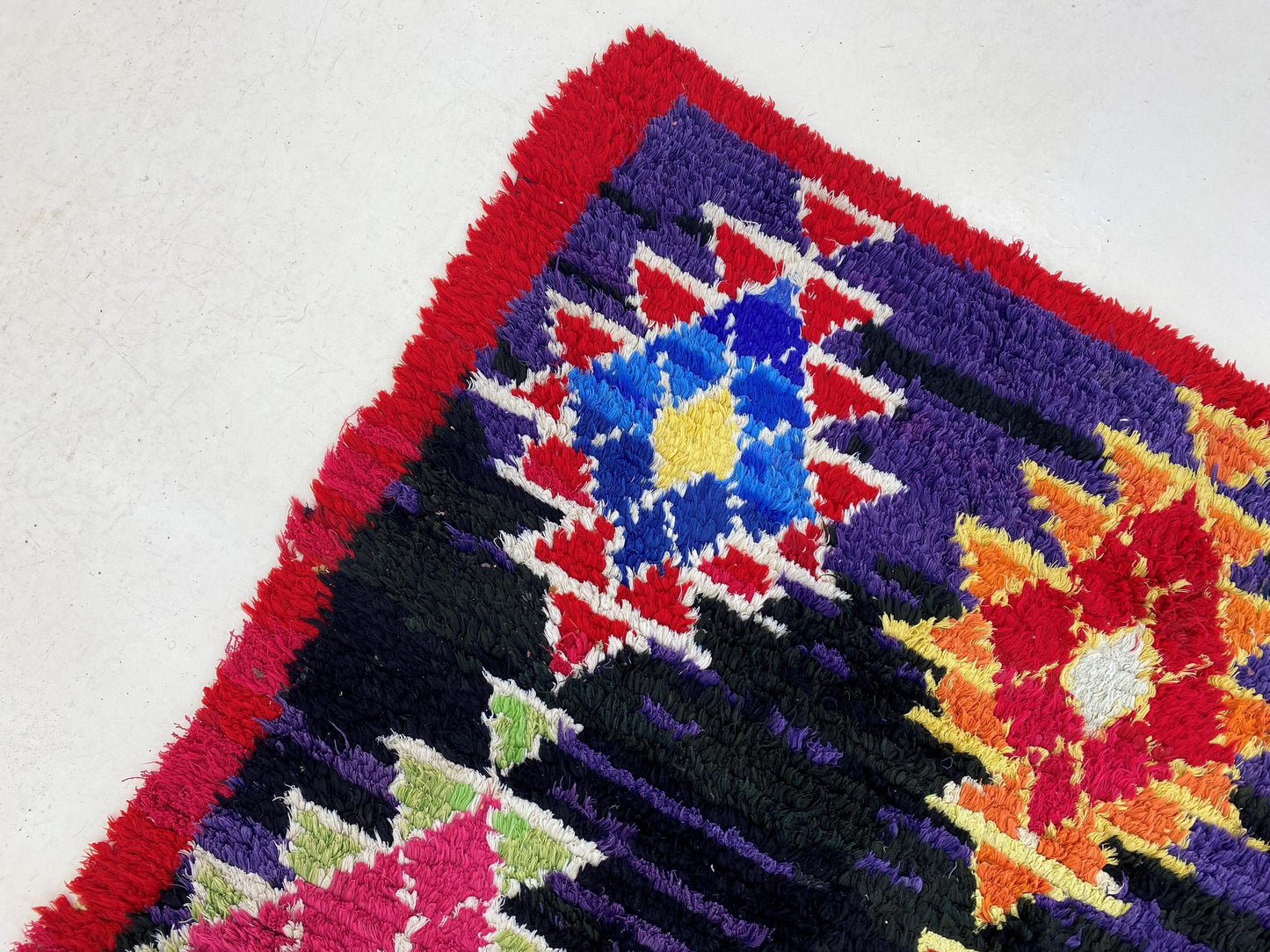 4x8 Moroccan Diamond Rug, Colorful Vintage Area Rug.
