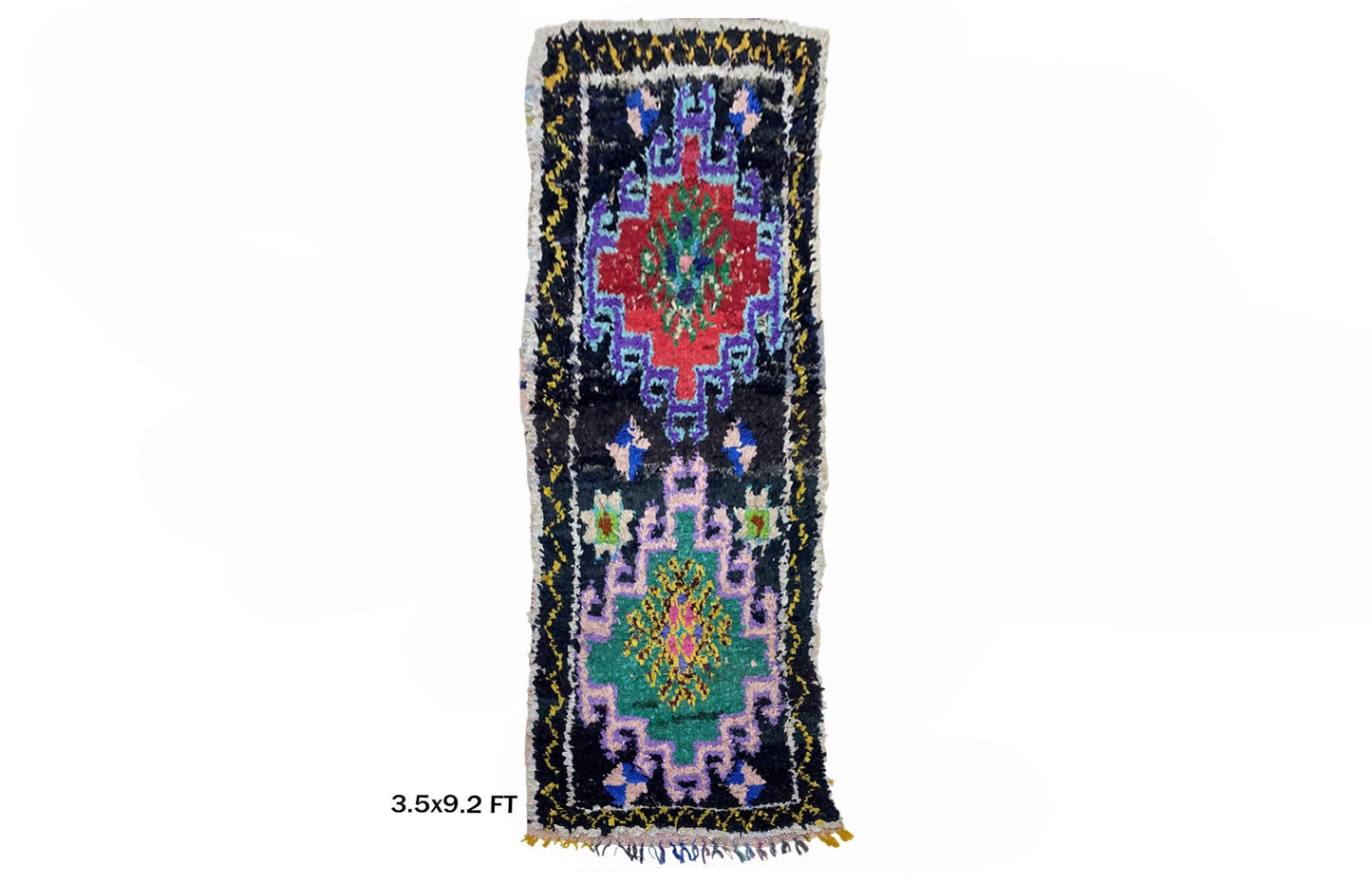 3.5x9 Long Moroccan Runner, Berber Colorful Rug Runner.