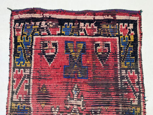 Vintage 3.5x7 Runner: Moroccan Geometric Rug Runner.