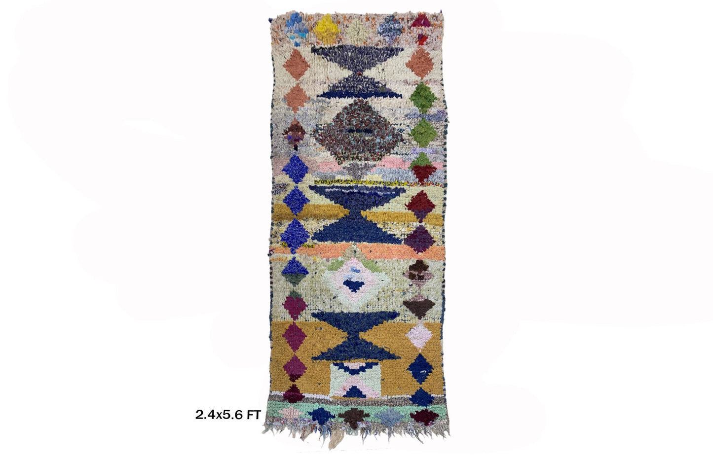 Small Moroccan runner: Vintage Colorful 2x6 Rug Runner.