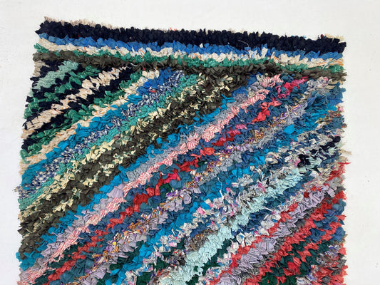 Tapis à carreaux marocain 3x7, décoration d'intérieur vintage colorée.
