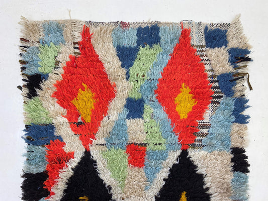 Moroccan-Inspired 2x8 Colorful Diamond Rug Runner.