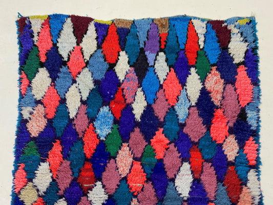 6x4 Moroccan Rug: Diamond Colorful rug, Vintage Area Rug.