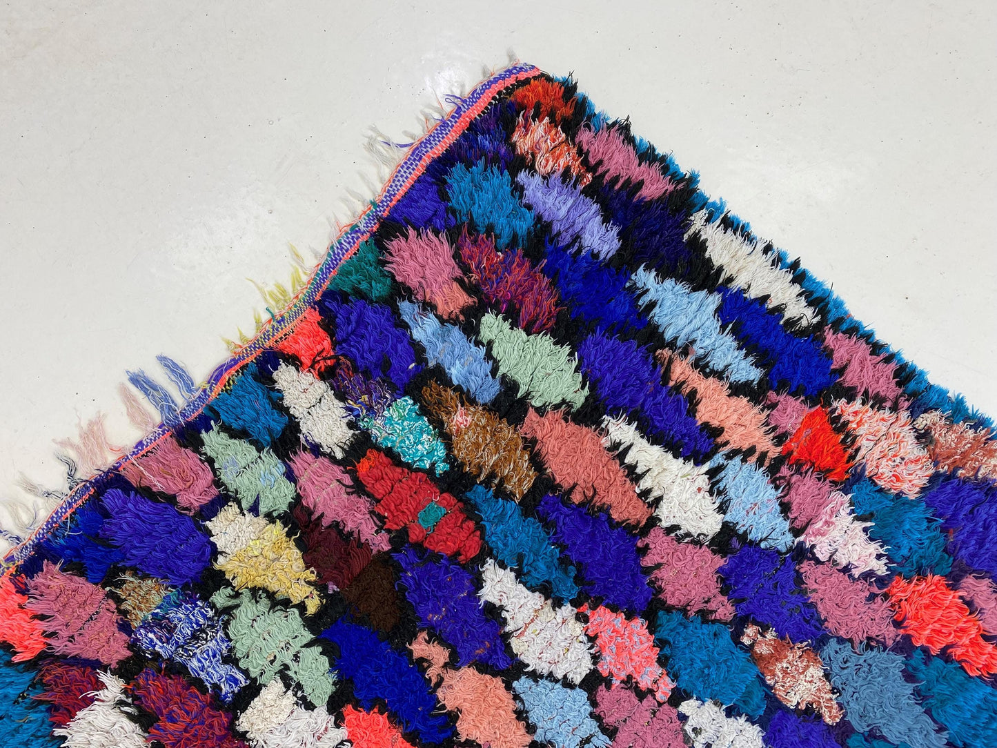 6x4 Moroccan Rug: Diamond Colorful rug, Vintage Area Rug.