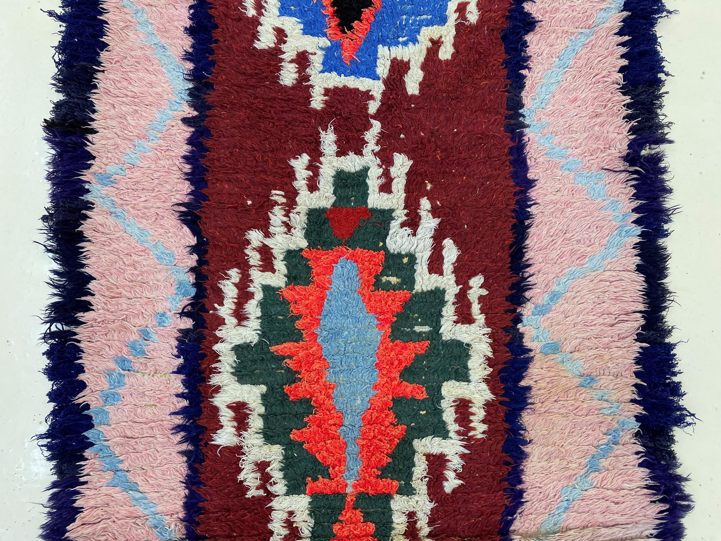 Unique Moroccan 3x7 Rug Runner, Diamond Vintage Runner.