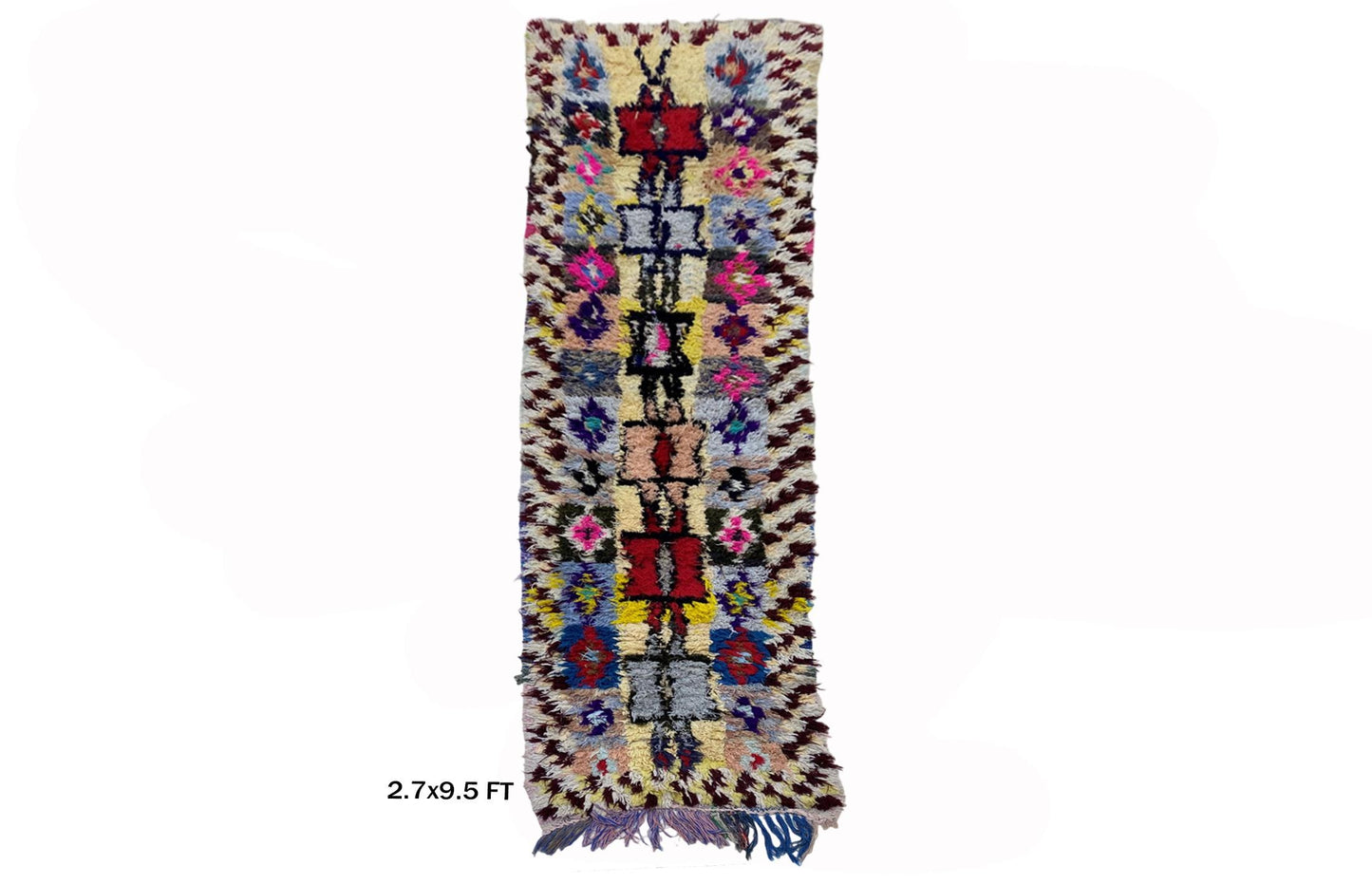 Colorful Vintage Moroccan Rug Runner 3x9.5.