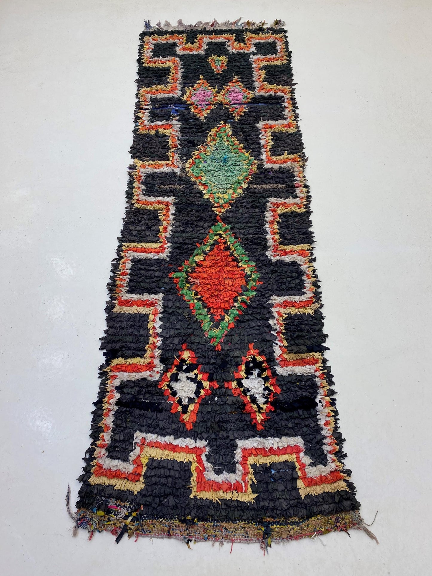 Moroccan 3x9.5 Runner, Vintage Colorful Rug Runner.