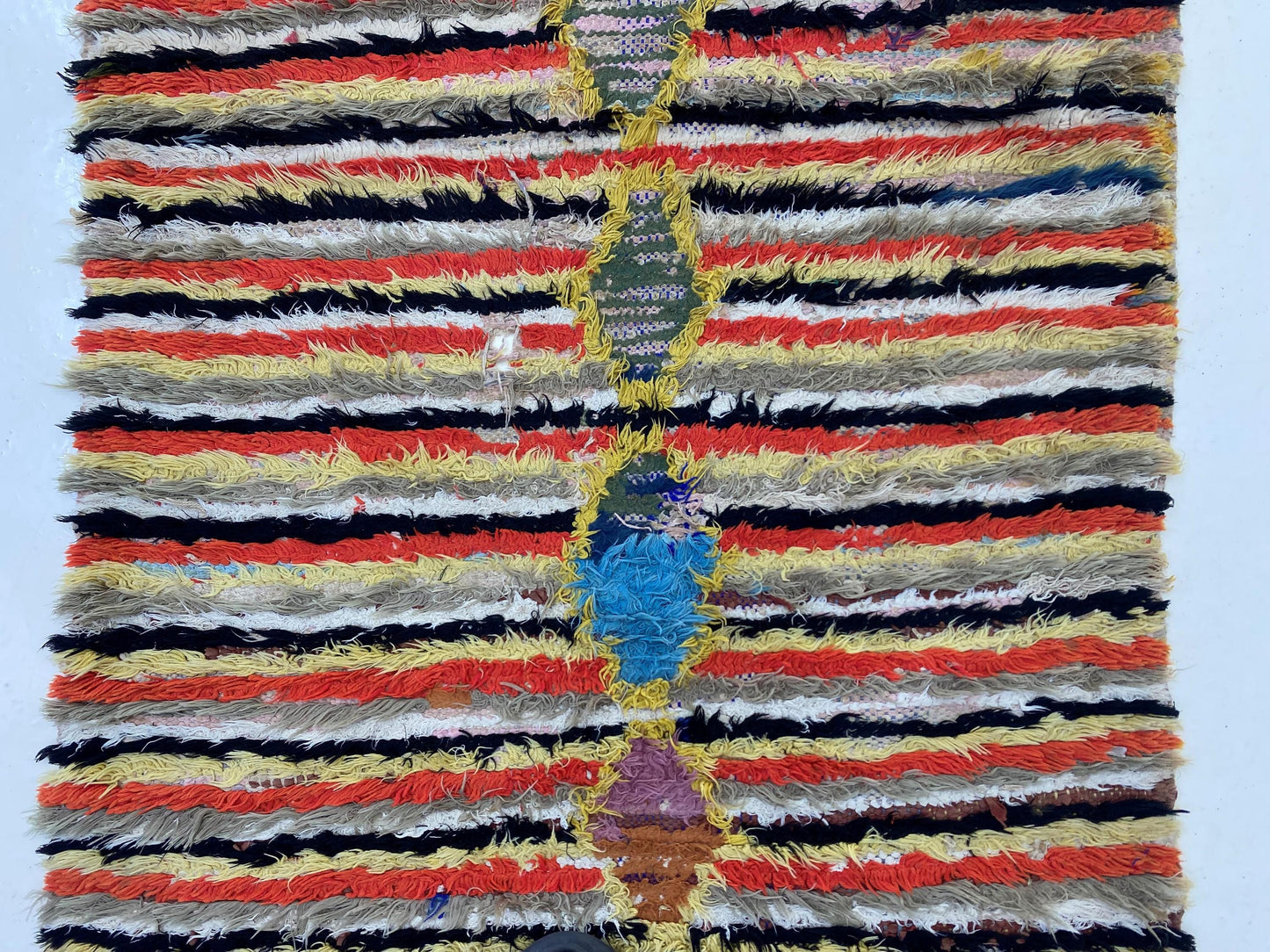 3x7 Moroccan Striped Colorful Runner Rug.