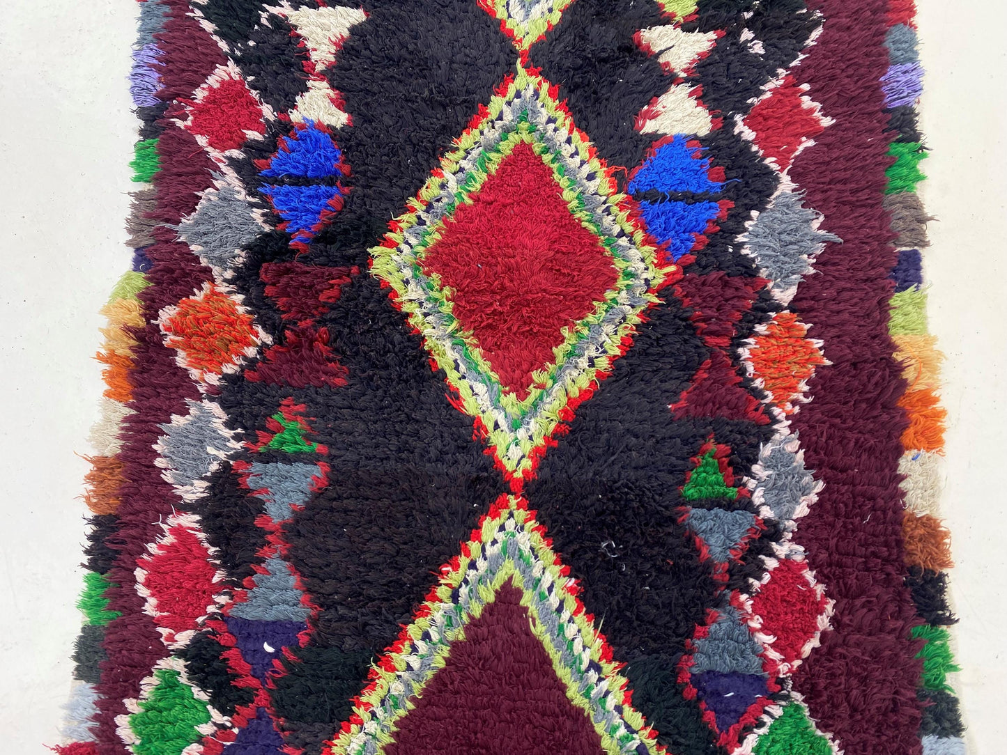 3x9 Moroccan Colorful Vintage Runner Rug.