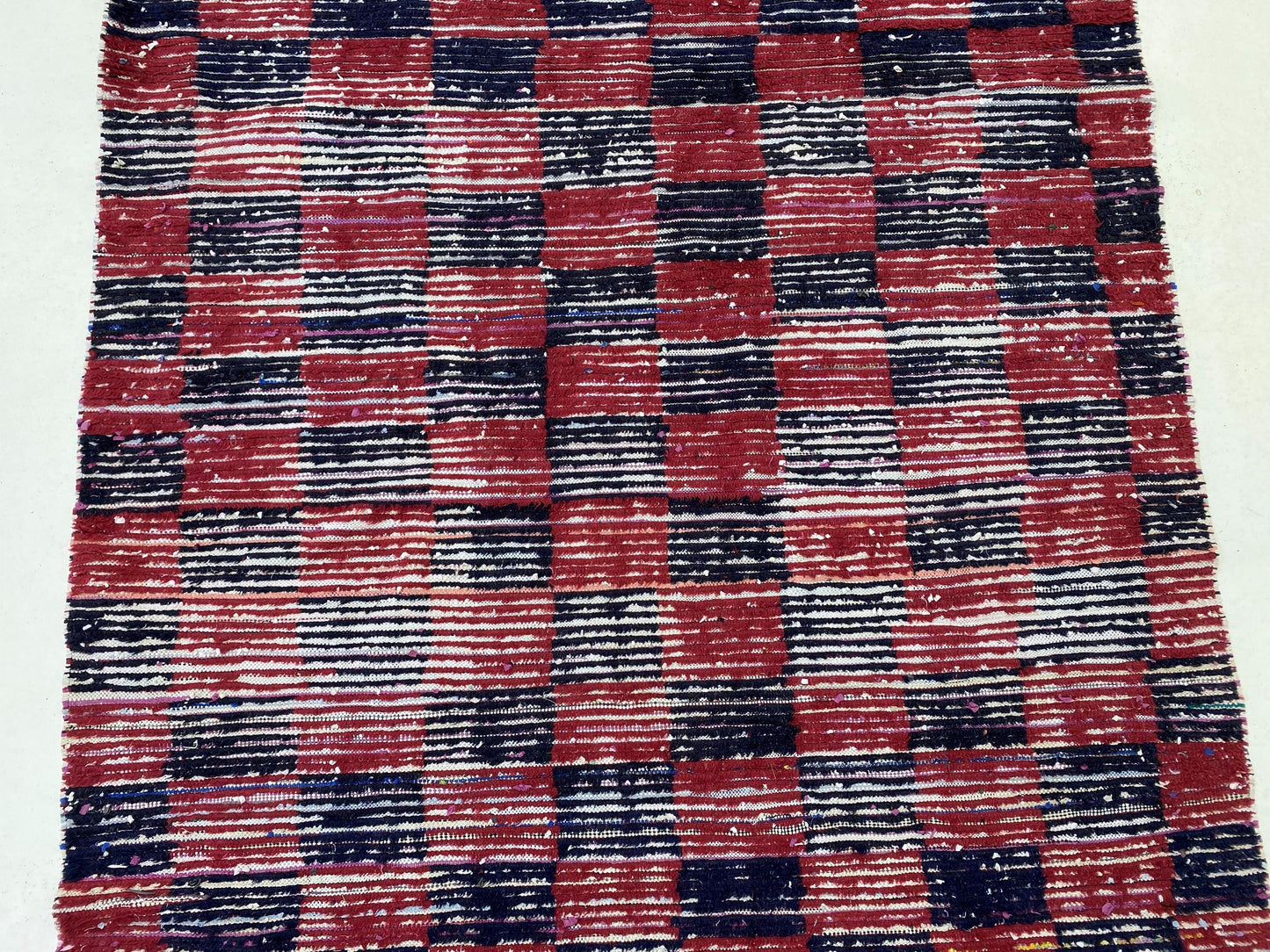 Moroccan Colorful Area Rug, Checkered Faded 5x10 Rug.