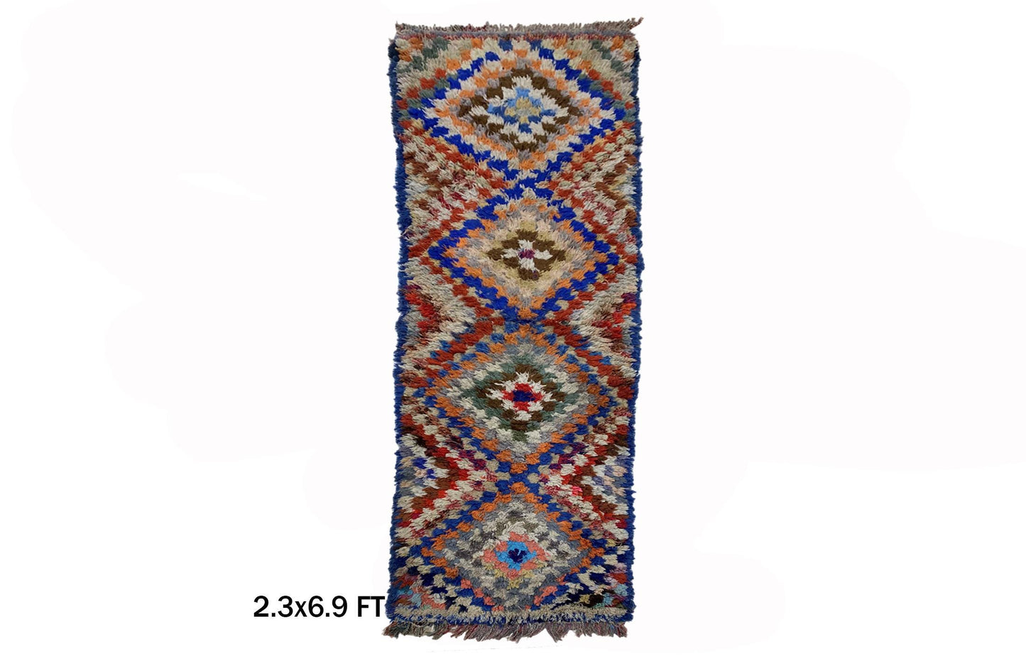 2x7 Moroccan Colorful Runner Rug, Vintage Colorful Rug Runner.