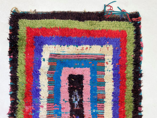 3x9 Moroccan Geometric Rug Runner, Long colorful Runner Rug.
