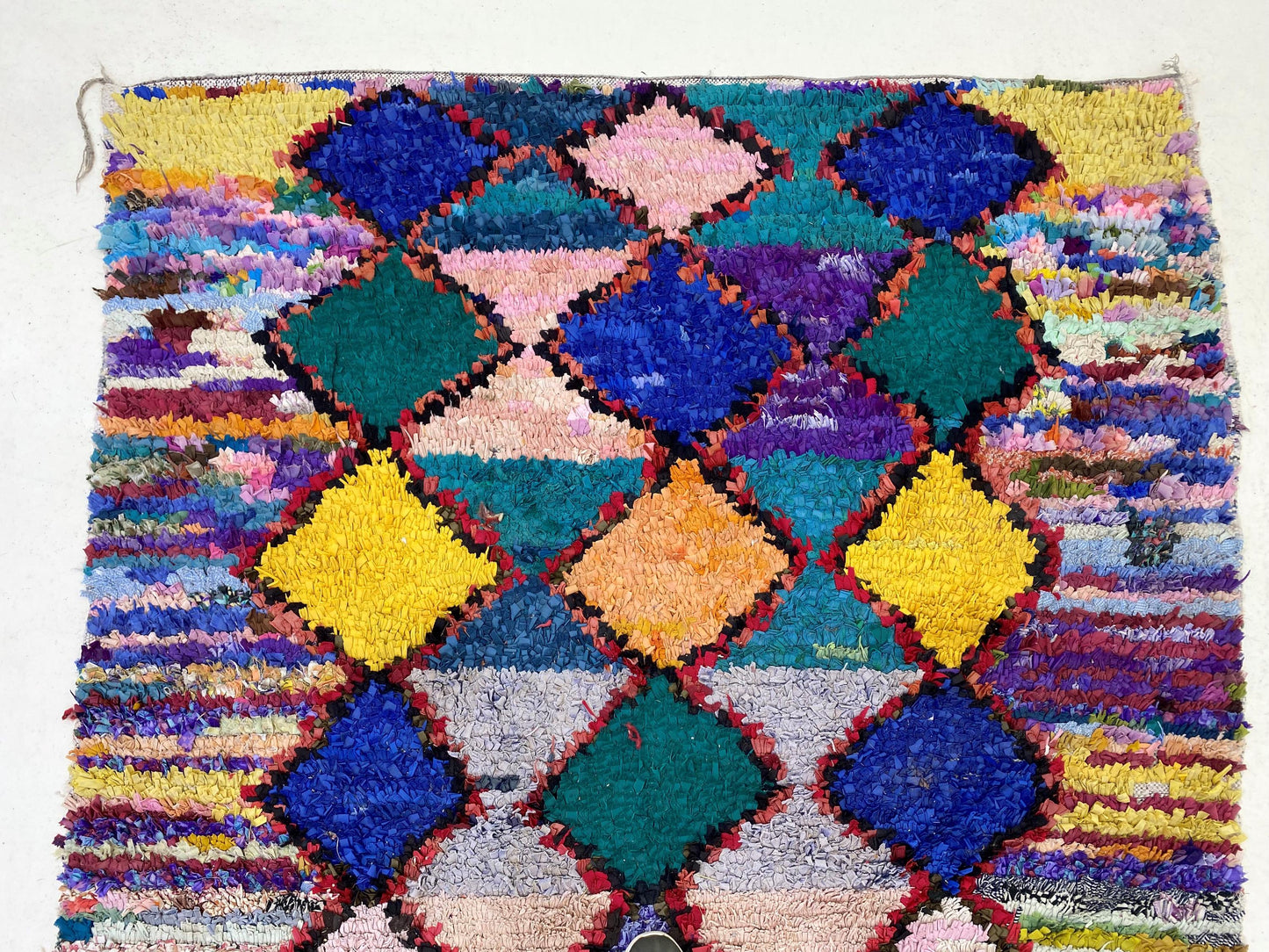 5x7 Diamond Moroccan Rug, Bohemian Colorful Area rug.