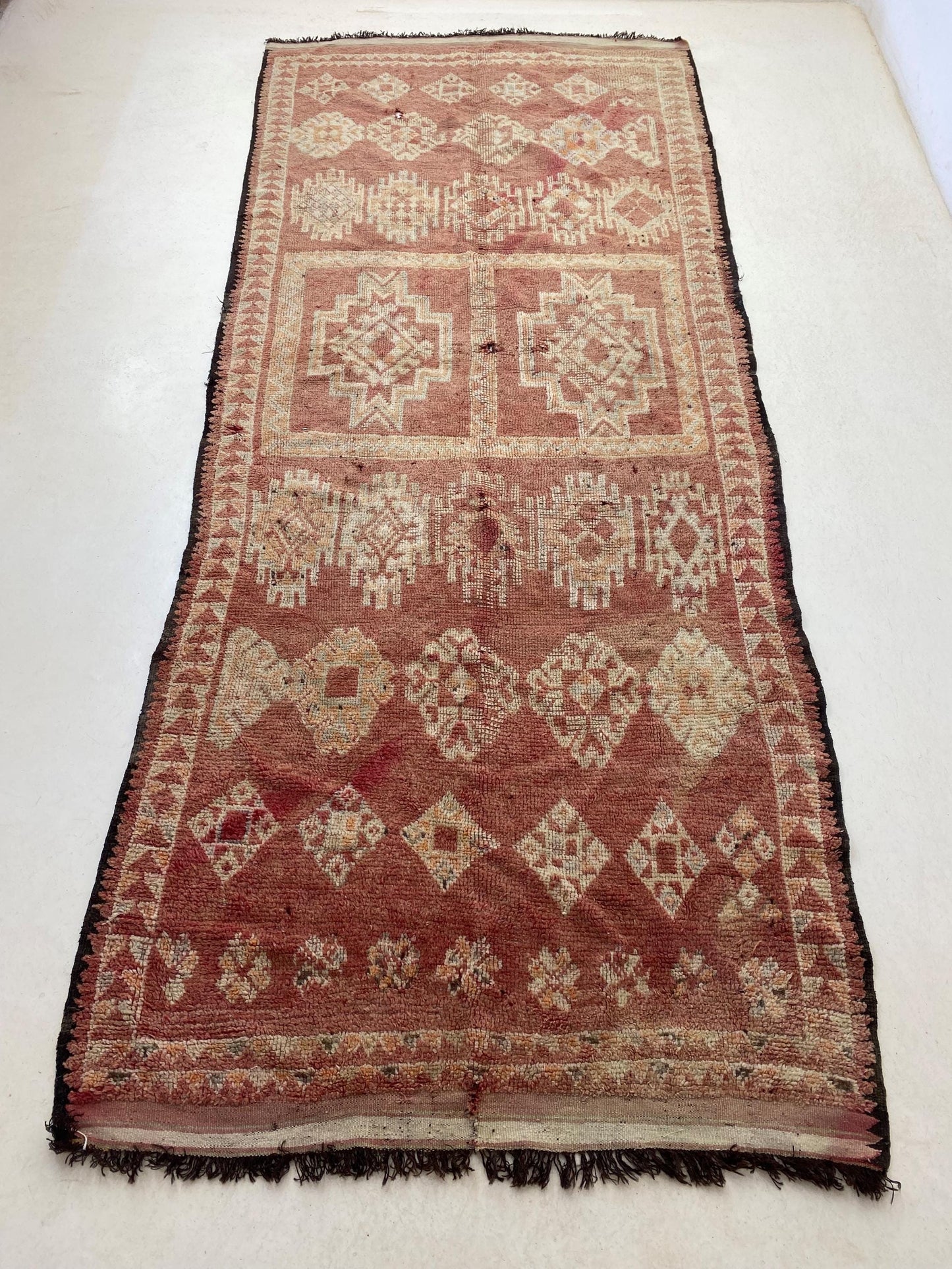 Large Berber Moroccan Rug 5x14, Vintage Colorful Area Rug.