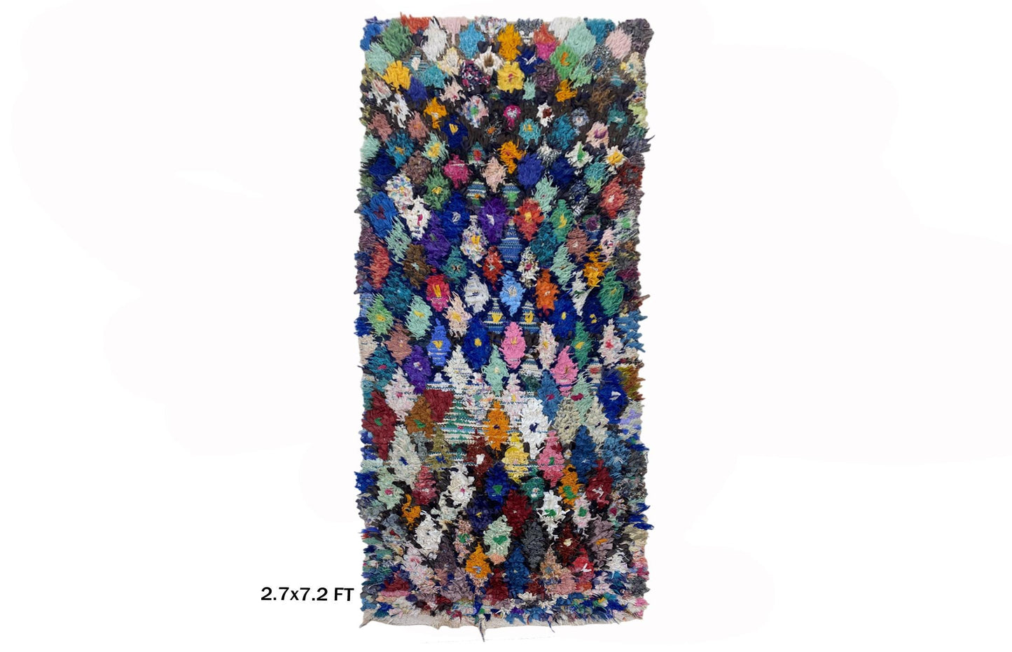 Moroccan Boucherouite 7x3 Runner: Diamond Vintage Runner Rug.