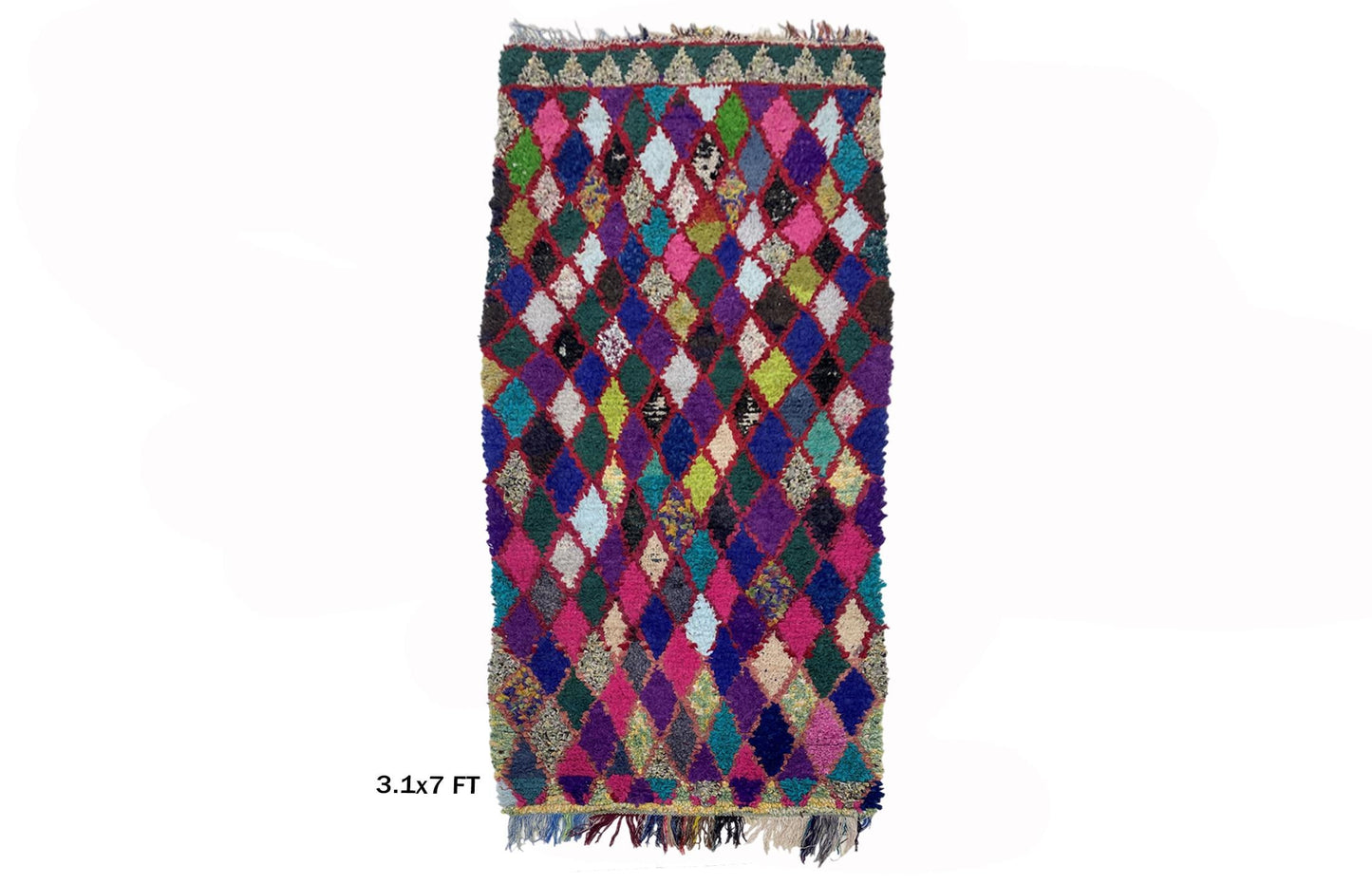 Moroccan Runner 3x7: Vintage Diamond Home Decor Rug.
