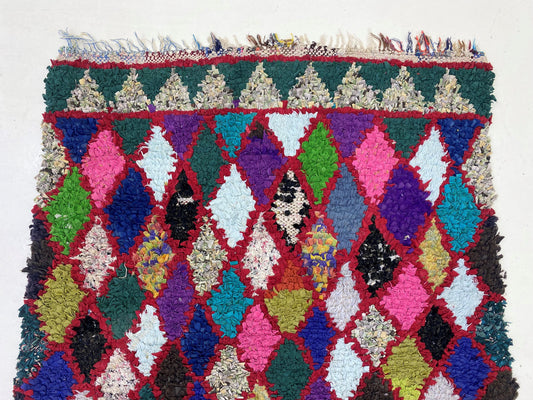 Moroccan Runner 3x7: Vintage Diamond Home Decor Rug.