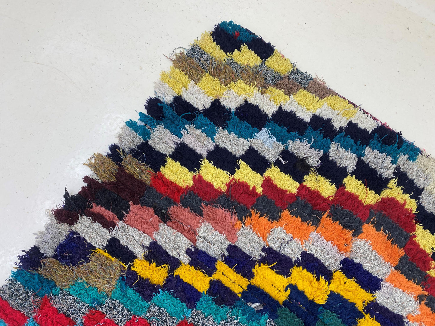 4x8 Moroccan Area Rug, Checkered Colorful Rug.
