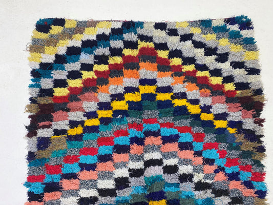 4x8 Moroccan Area Rug, Checkered Colorful Rug.