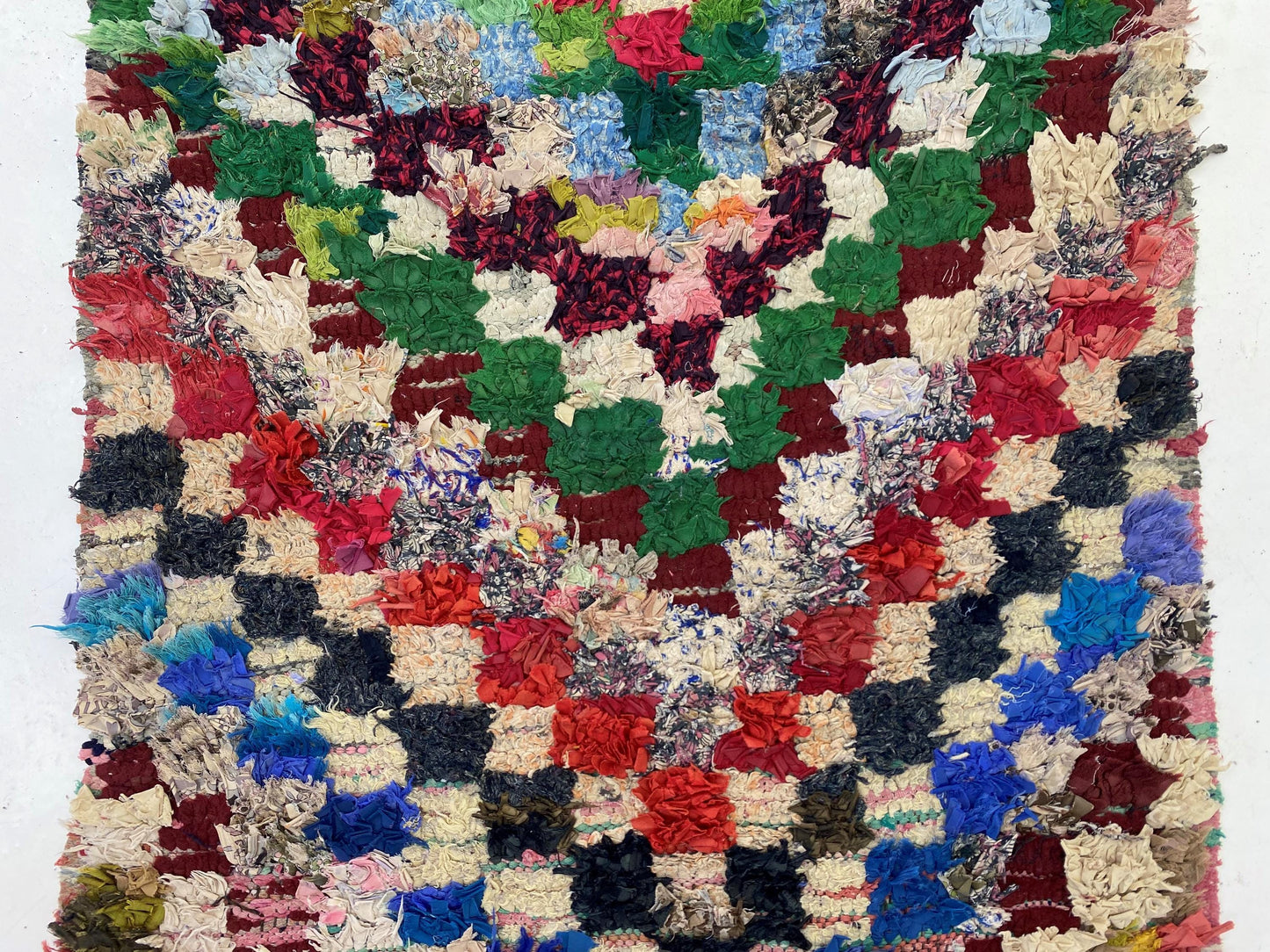 3x8 Checkered Colorful Runner, Unique Moroccan Vintage Runner.