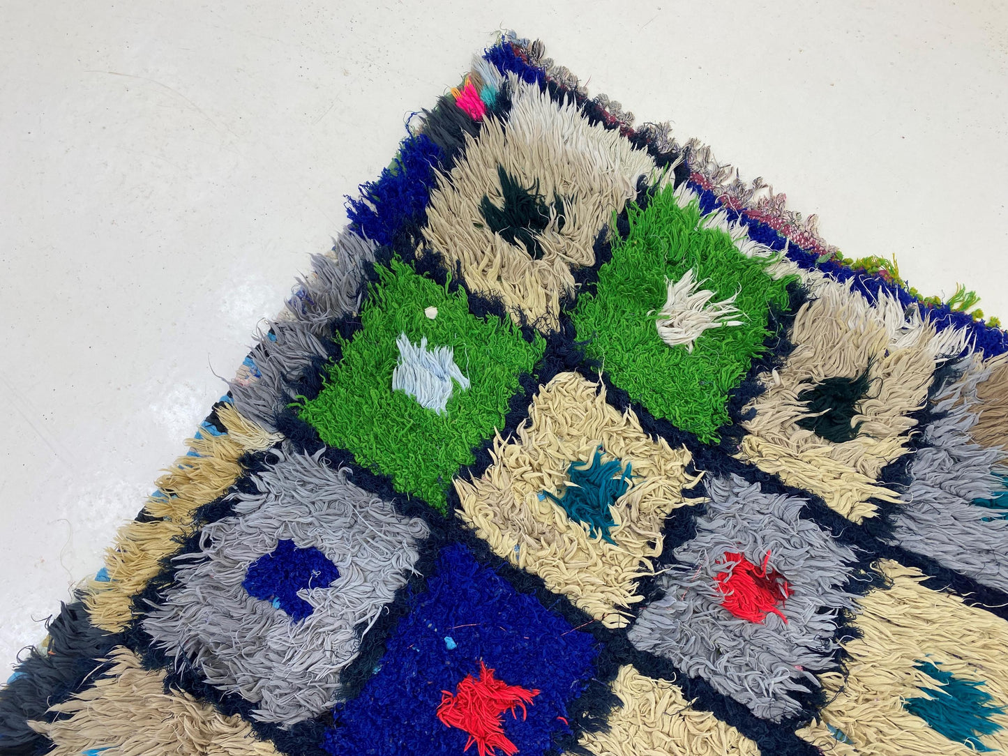 3x7 Geometric Moroccan Runner, Colorful Vintage Rug Runner.
