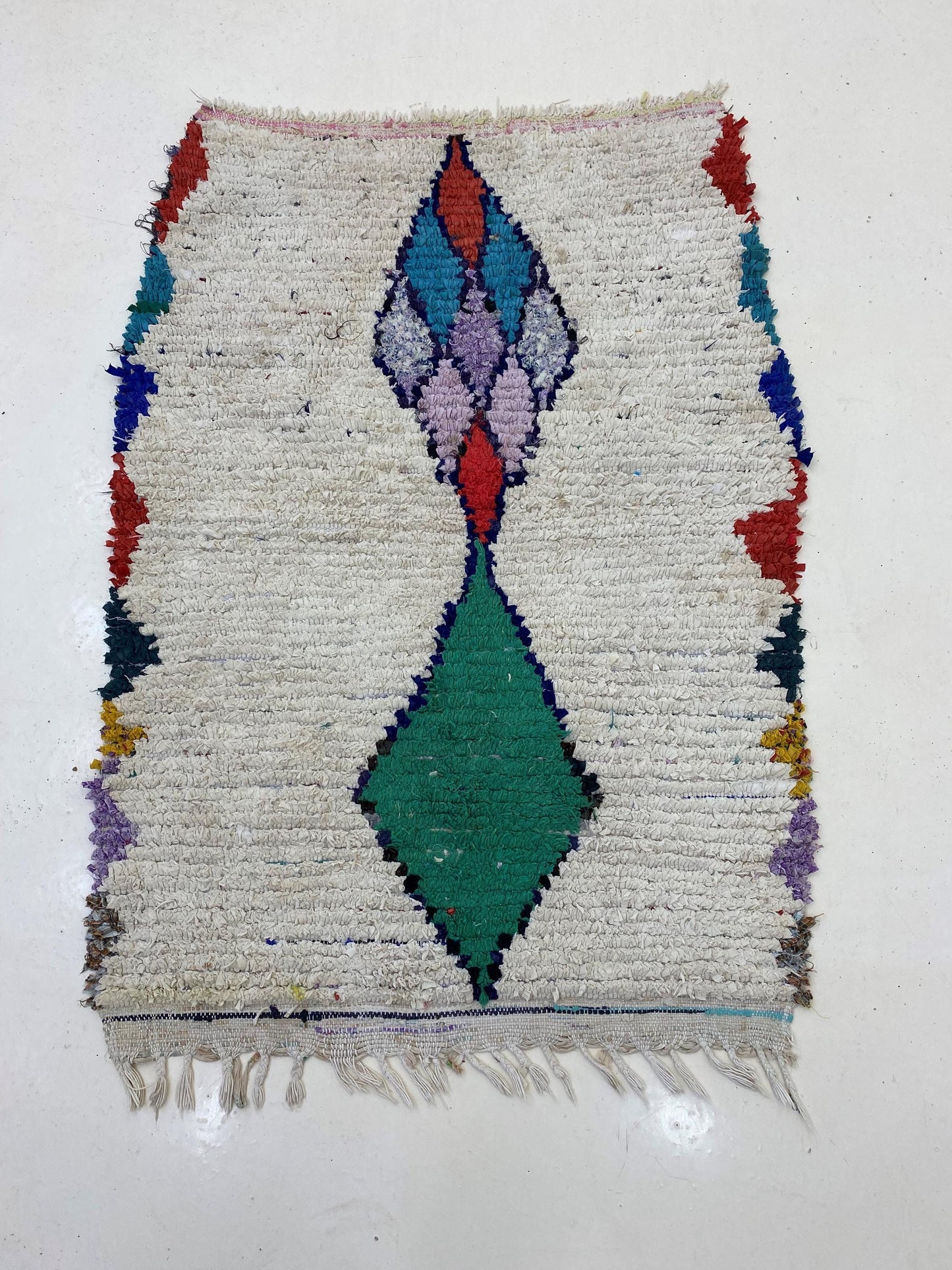 Small Moroccan Rug 3x4.5: Vintage Diamond rug.