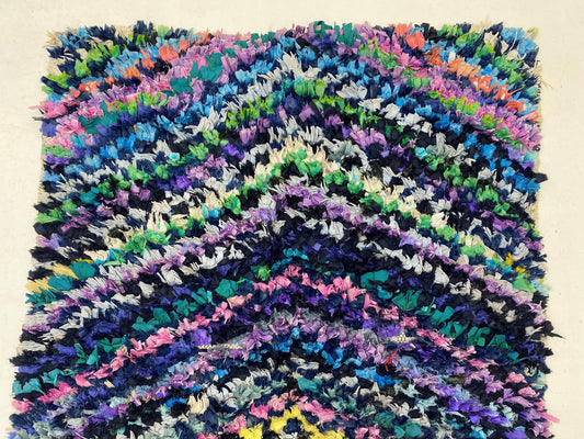 Colorful Checkered Moroccan Rug 4x7, Vintage home decor.