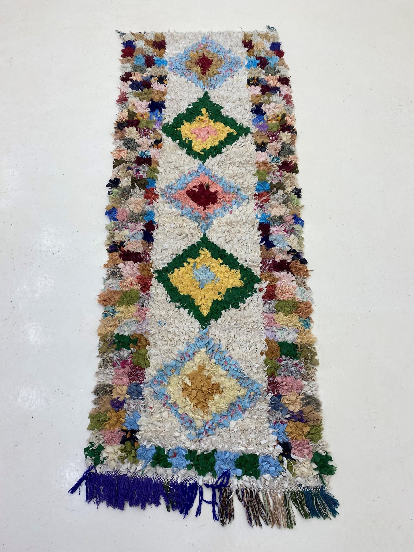 Moroccan Rug 3x7: Berber Vintage Runner, Unique Diamond Runner.