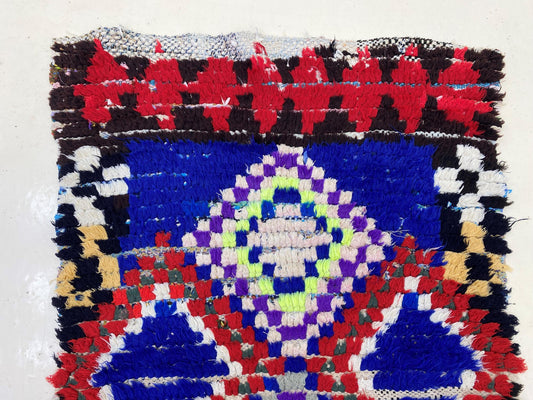 Tapis de couloir marocain petit format 2x5, tapis de couloir vintage à motif de diamants.