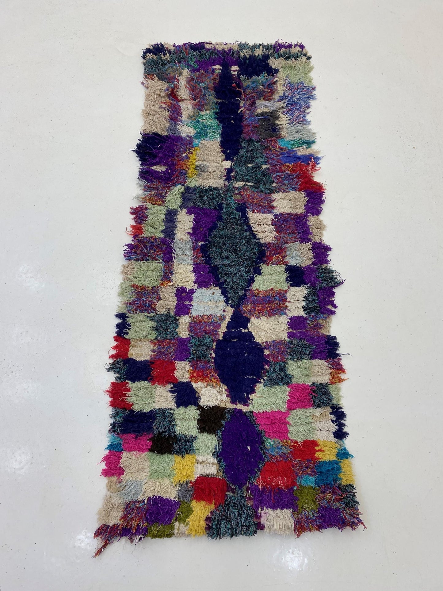 Small Moroccan Runner 2x6, Vintage Diamond Rug Runner.