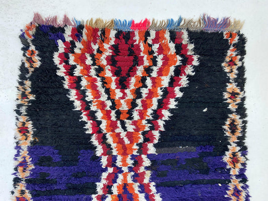 Tapis marocain 3x8, tapis vintage à losanges pour votre maison.