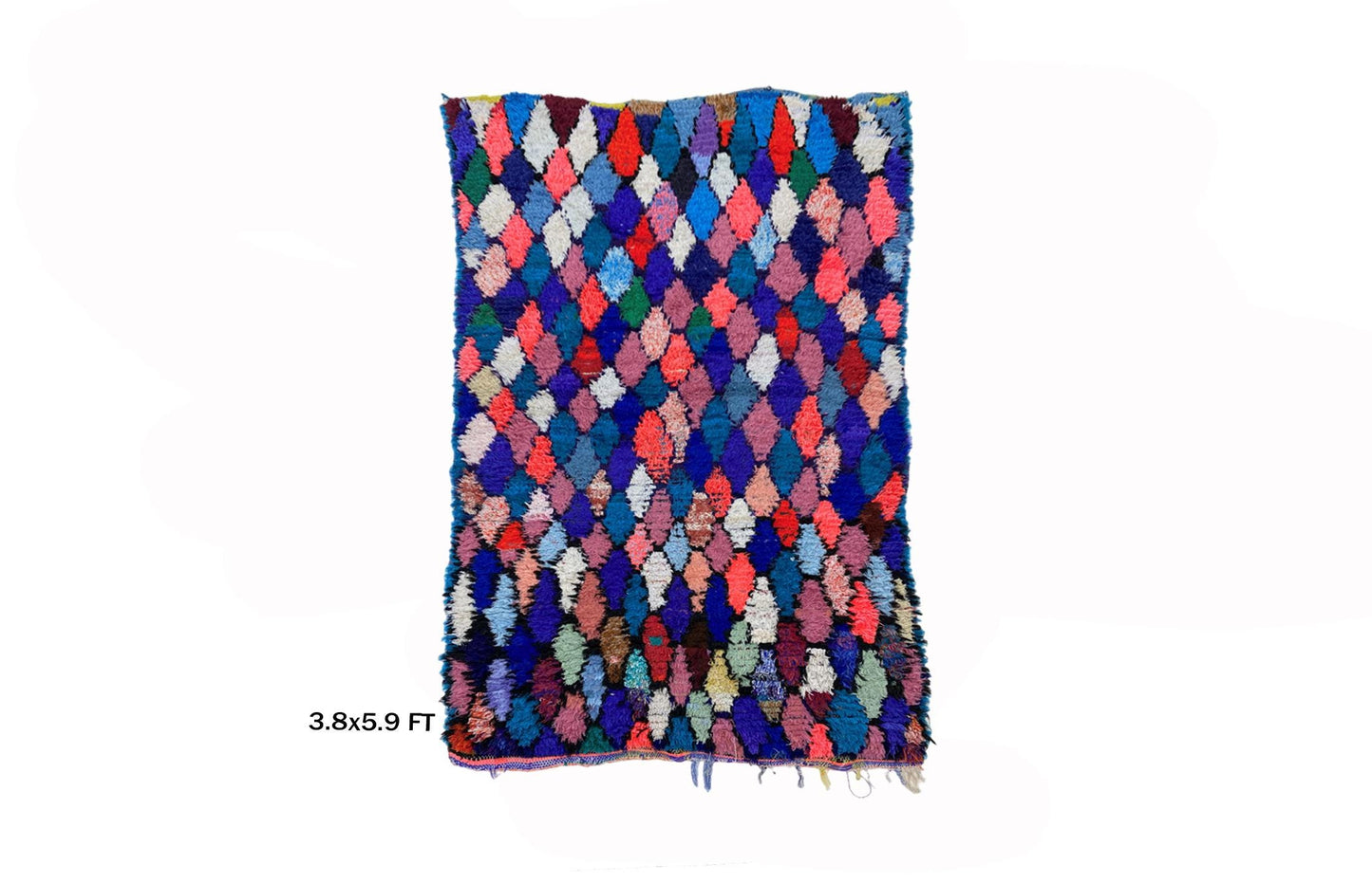 6x4 Moroccan Rug: Diamond Colorful rug, Vintage Area Rug.
